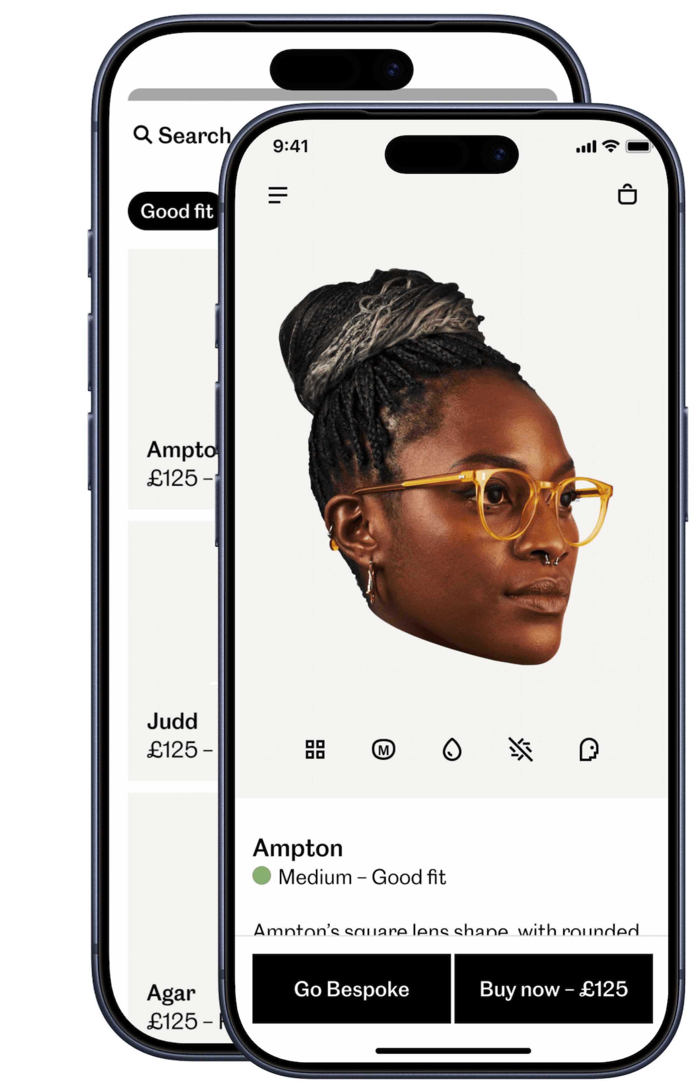 E-commerce app with 3D face scan and virtual try on app screenshot