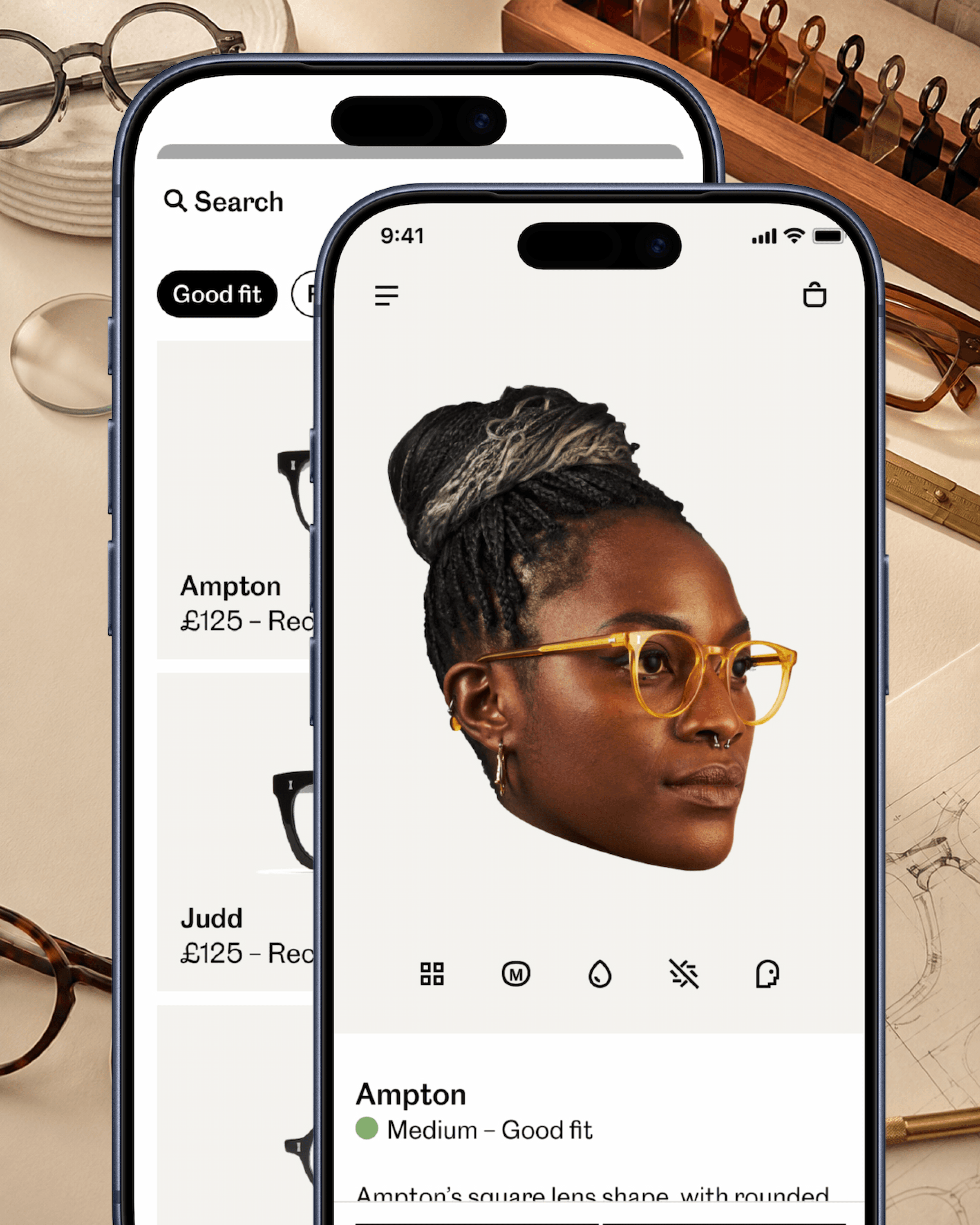 E-commerce app with 3D face scan and virtual try on